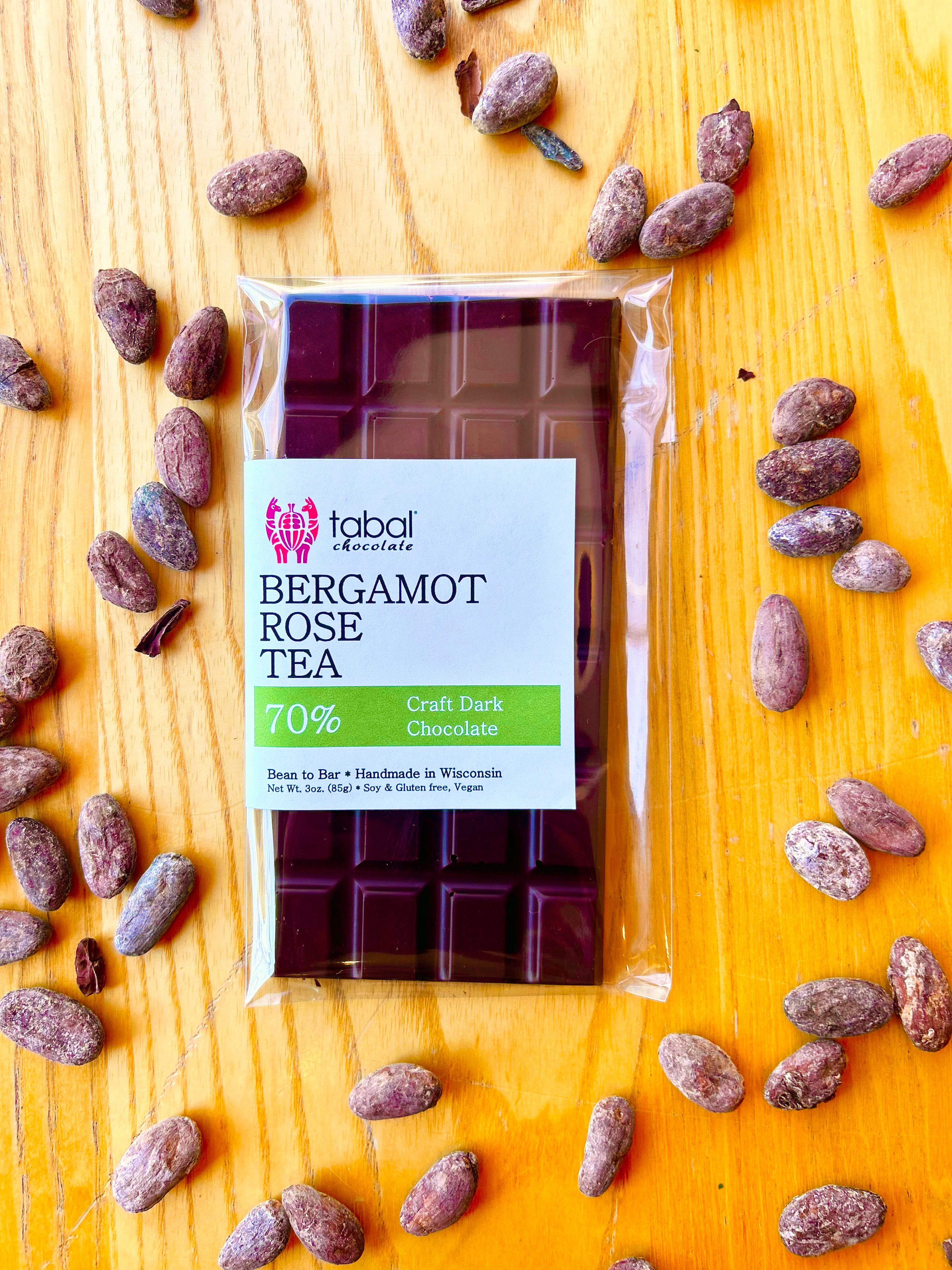 Bergamot Rose Tea 70% – Tabal Chocolate & Cacao Products With